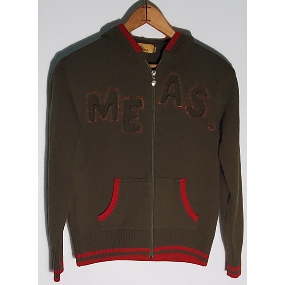 Monte Carlos Boys Green and Red Hooded Sweater Size 36 Cabincore Holidays Preppy
